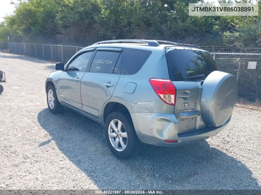 2008 Toyota Rav4 Limited V6 VIN: JTMBK31V886038891 Lot: 40221987