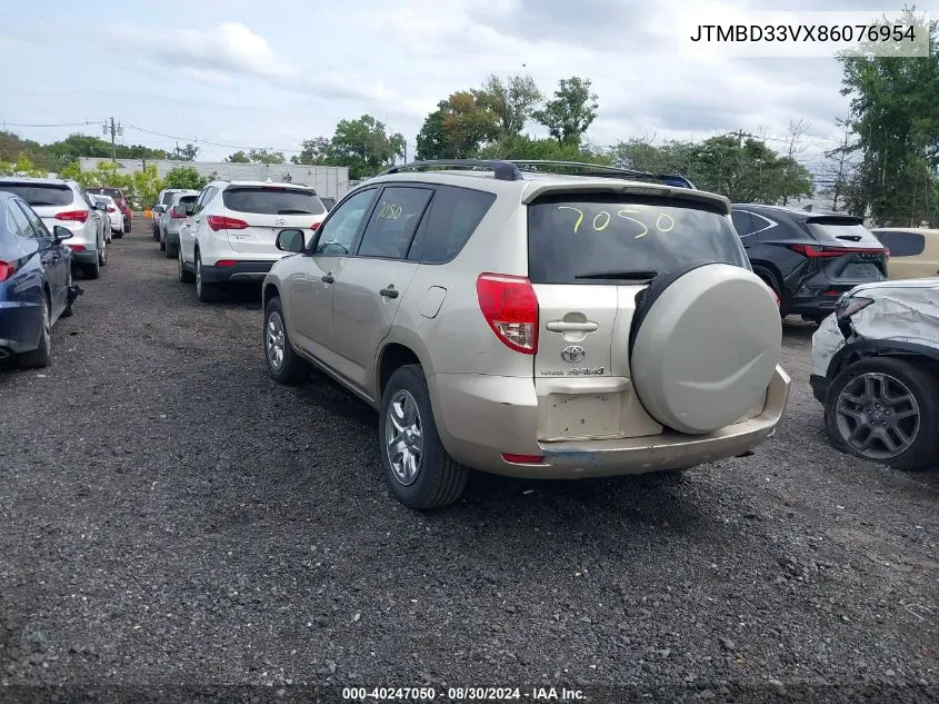 2008 Toyota Rav4 VIN: JTMBD33VX86076954 Lot: 40247050