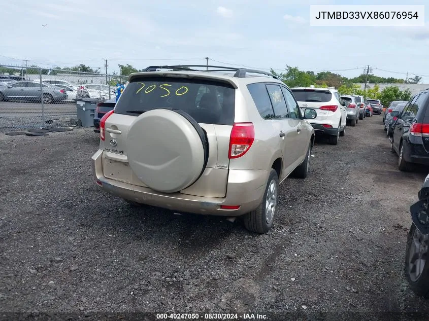 2008 Toyota Rav4 VIN: JTMBD33VX86076954 Lot: 40247050