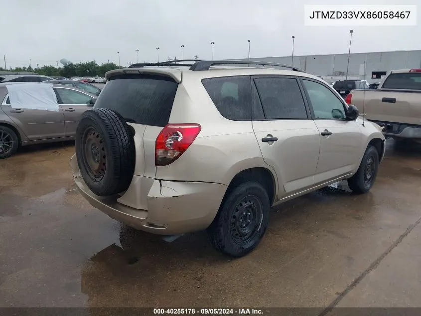 2008 Toyota Rav4 VIN: JTMZD33VX86058467 Lot: 40255178