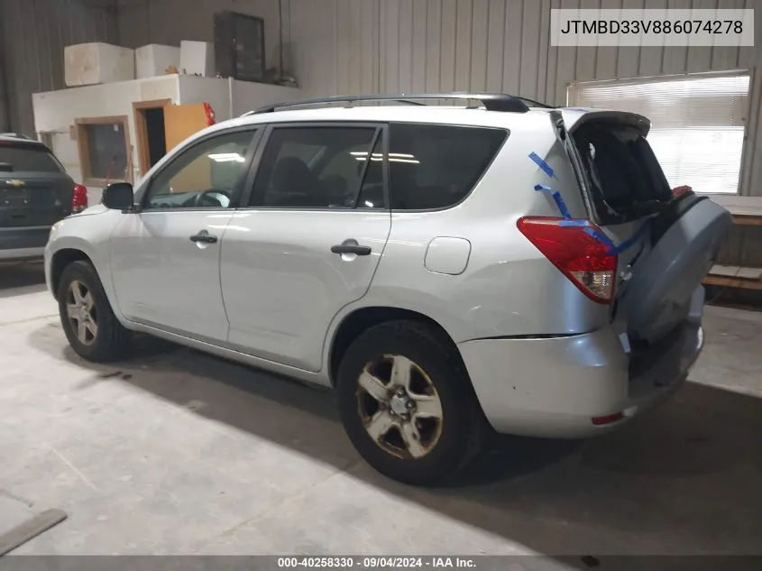 2008 Toyota Rav4 VIN: JTMBD33V886074278 Lot: 40258330