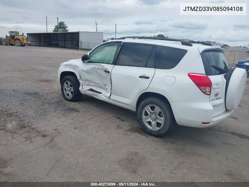 2008 Toyota Rav4 VIN: JTMZD33V085094108 Lot: 40273099