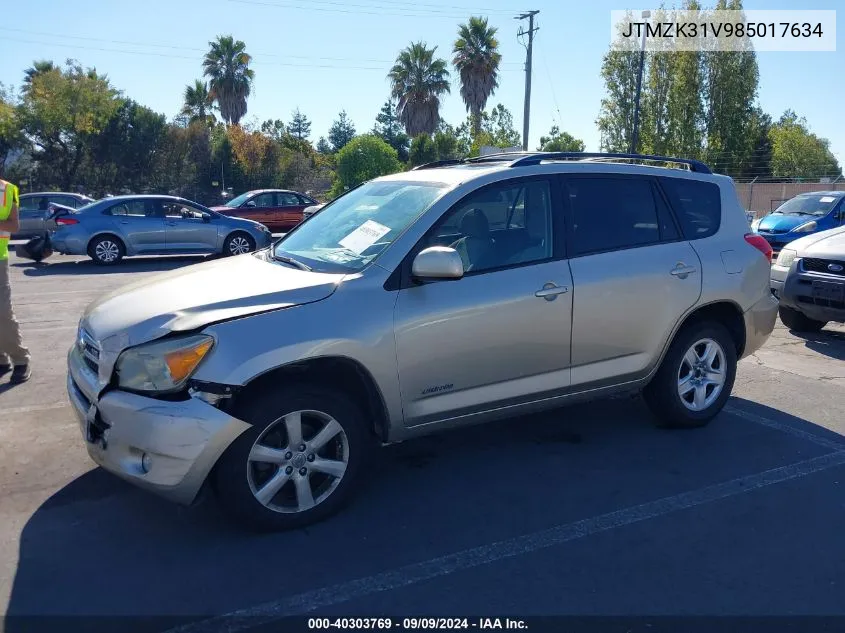 JTMZK31V985017634 2008 Toyota Rav4 Limited V6