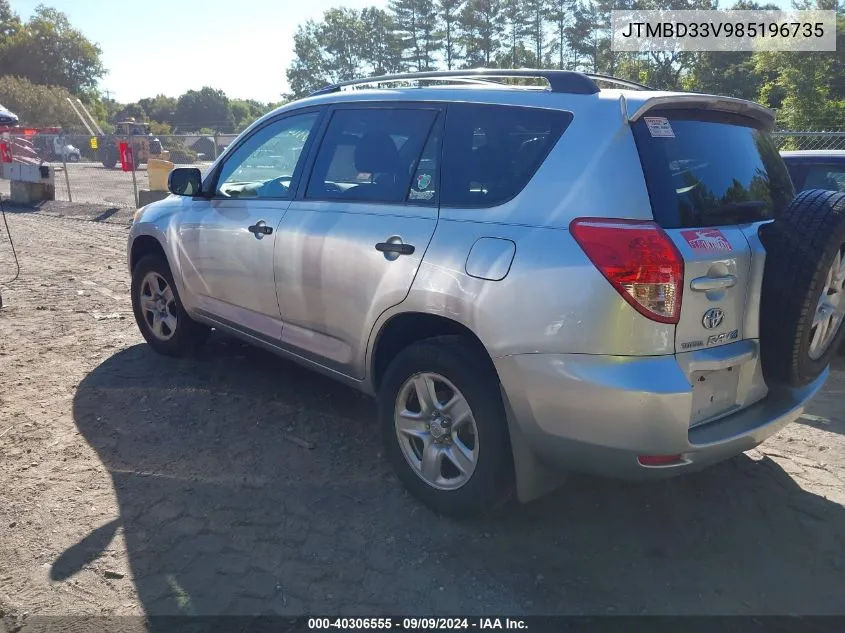 2008 Toyota Rav4 VIN: JTMBD33V985196735 Lot: 40306555