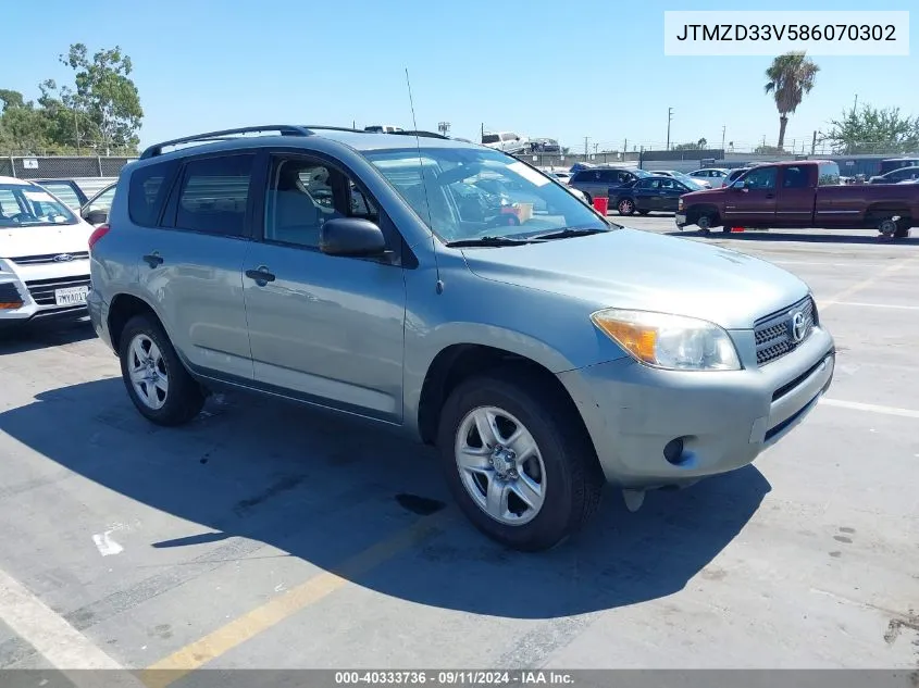 2008 Toyota Rav4 VIN: JTMZD33V586070302 Lot: 40333736