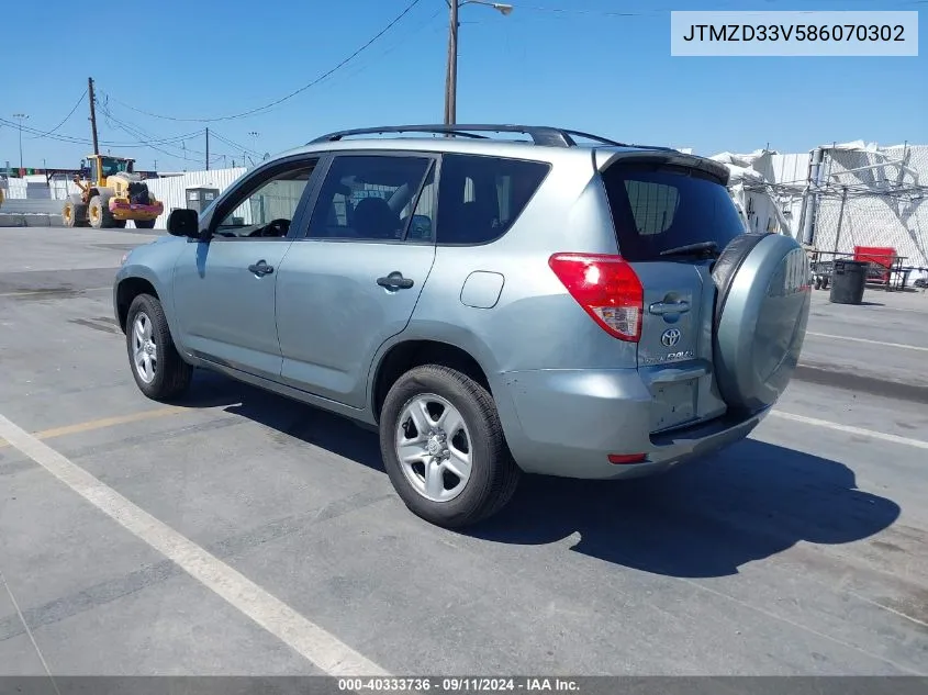 2008 Toyota Rav4 VIN: JTMZD33V586070302 Lot: 40333736