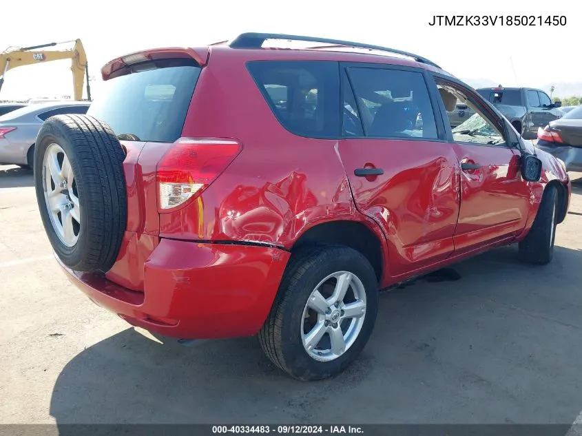 2008 Toyota Rav4 Base V6 VIN: JTMZK33V185021450 Lot: 40334483