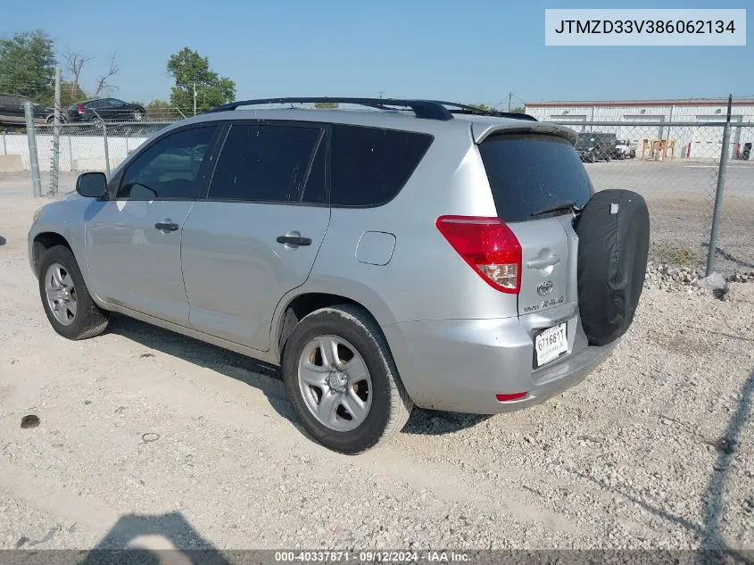 2008 Toyota Rav4 VIN: JTMZD33V386062134 Lot: 40337871