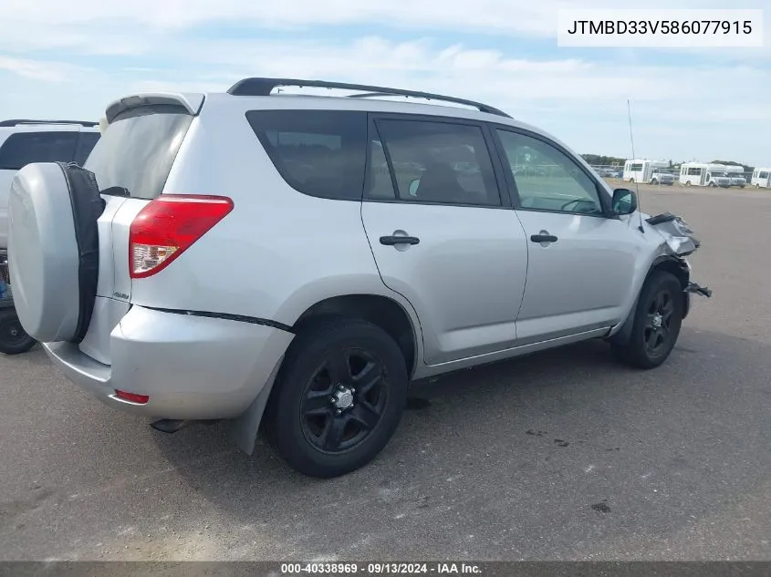 2008 Toyota Rav4 VIN: JTMBD33V586077915 Lot: 40338969