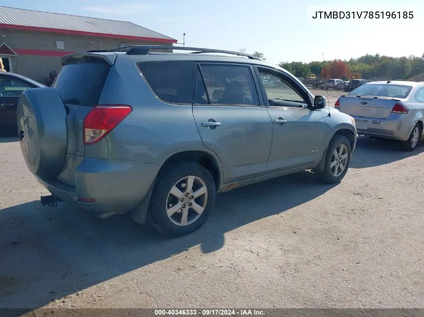 2008 Toyota Rav4 Limited VIN: JTMBD31V785196185 Lot: 40346333