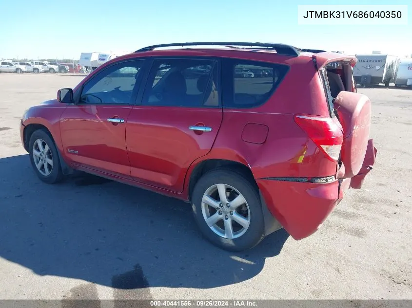 2008 Toyota Rav4 Limited V6 VIN: JTMBK31V686040350 Lot: 40441556