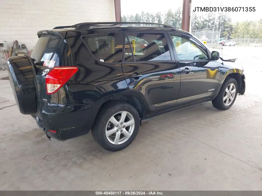 2008 Toyota Rav4 Limited VIN: JTMBD31V386071355 Lot: 40450117