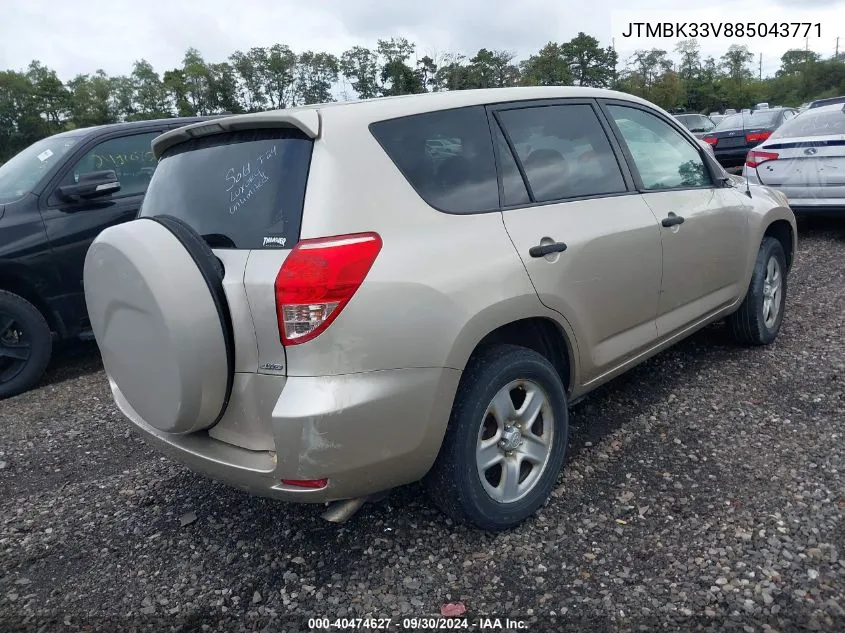 2008 Toyota Rav4 Base V6 VIN: JTMBK33V885043771 Lot: 40474627