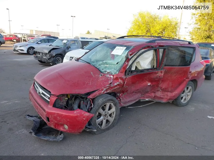 2008 Toyota Rav4 Limited V6 VIN: JTMBK34V485064759 Lot: 40567325