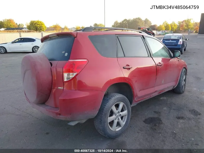 JTMBK34V485064759 2008 Toyota Rav4 Limited V6