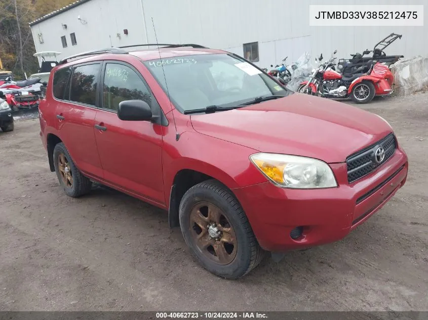 2008 Toyota Rav4 VIN: JTMBD33V385212475 Lot: 40662723