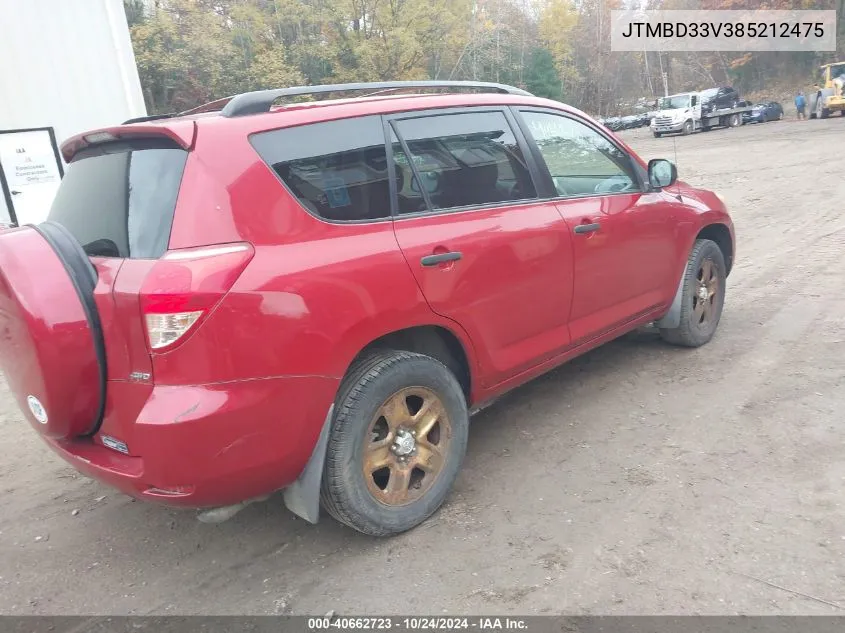 2008 Toyota Rav4 VIN: JTMBD33V385212475 Lot: 40662723