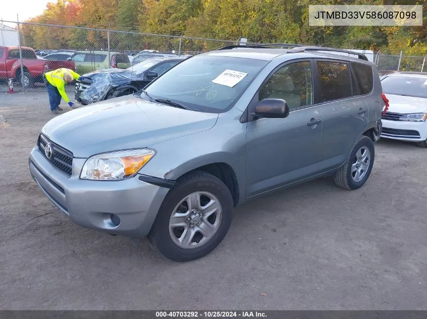 2008 Toyota Rav4 VIN: JTMBD33V586087098 Lot: 40703292