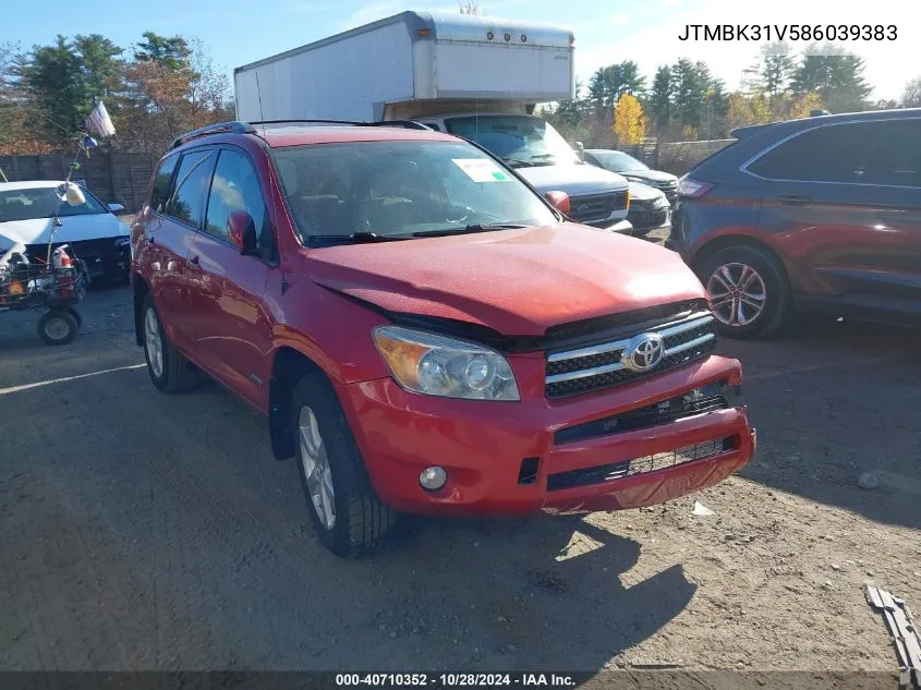 2008 Toyota Rav4 Limited V6 VIN: JTMBK31V586039383 Lot: 40710352