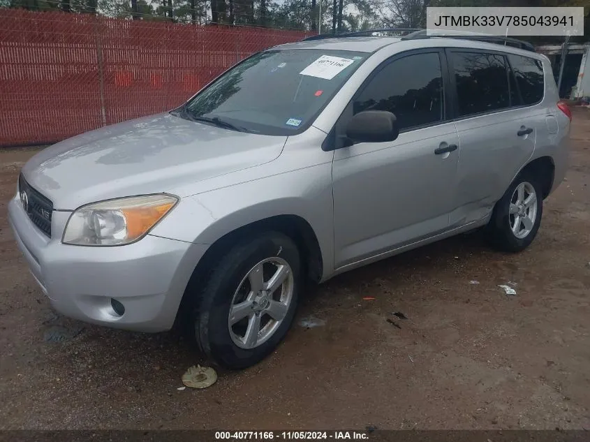 2008 Toyota Rav4 Base V6 VIN: JTMBK33V785043941 Lot: 40771166