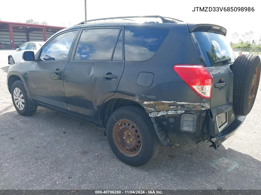 2008 Toyota Rav4 VIN: JTMZD33V685098986 Lot: 40786280