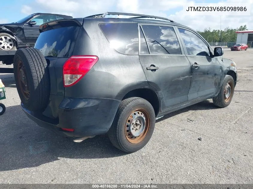 2008 Toyota Rav4 VIN: JTMZD33V685098986 Lot: 40786280