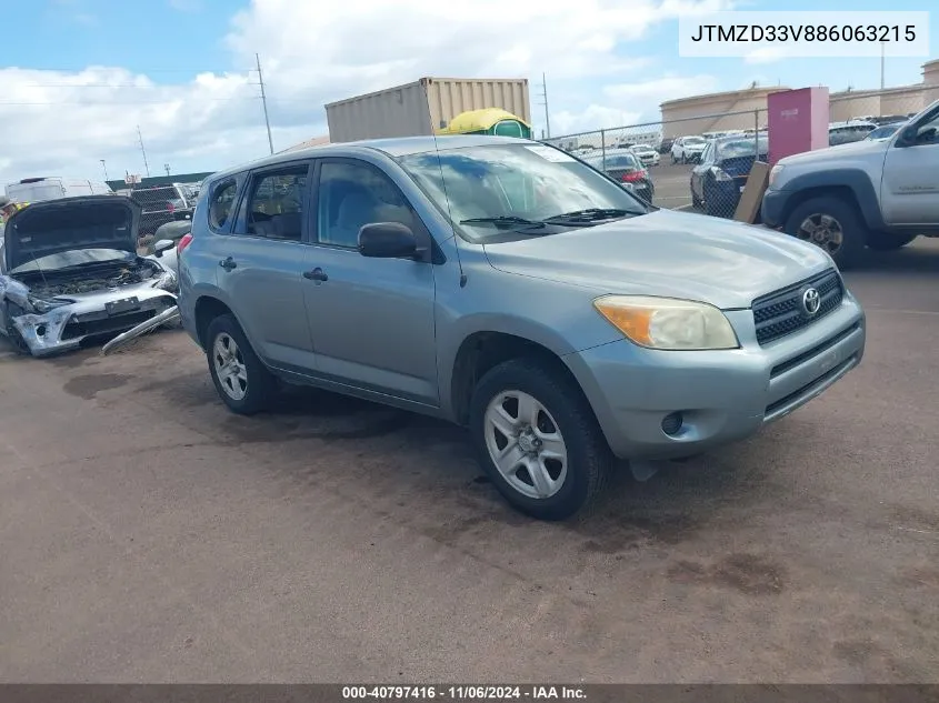 2008 Toyota Rav4 VIN: JTMZD33V886063215 Lot: 40797416