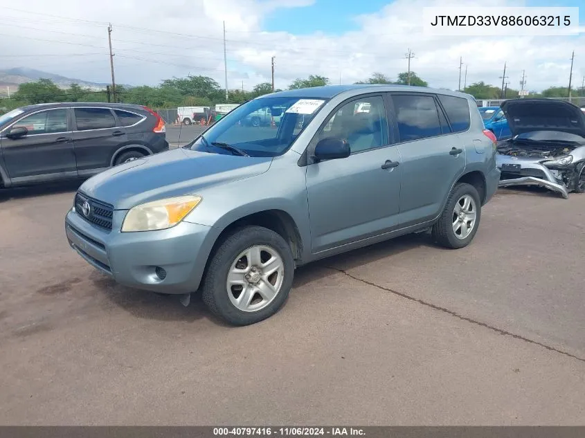 2008 Toyota Rav4 VIN: JTMZD33V886063215 Lot: 40797416