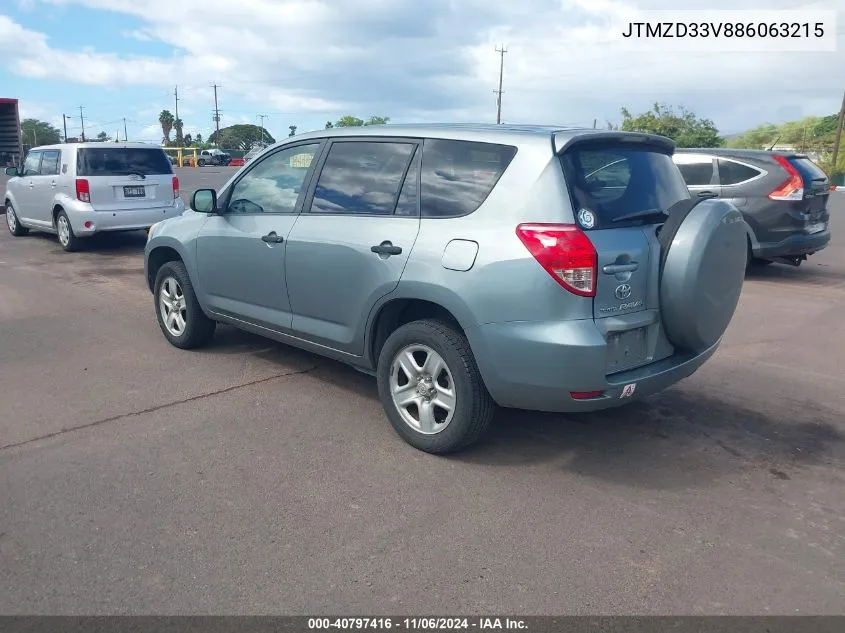 2008 Toyota Rav4 VIN: JTMZD33V886063215 Lot: 40797416