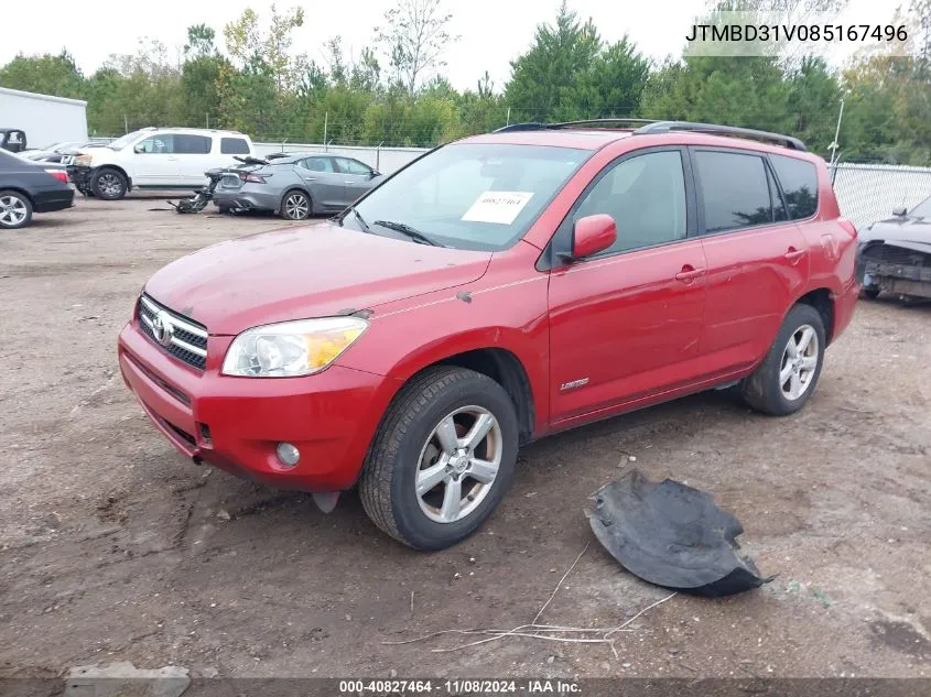 2008 Toyota Rav4 Limited VIN: JTMBD31V085167496 Lot: 40827464