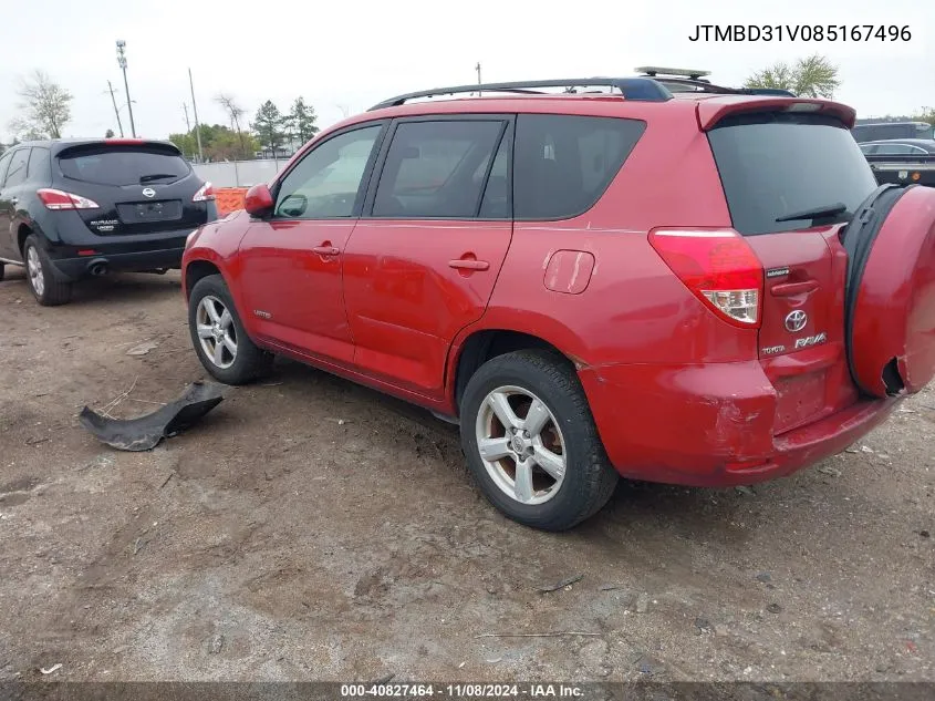 2008 Toyota Rav4 Limited VIN: JTMBD31V085167496 Lot: 40827464