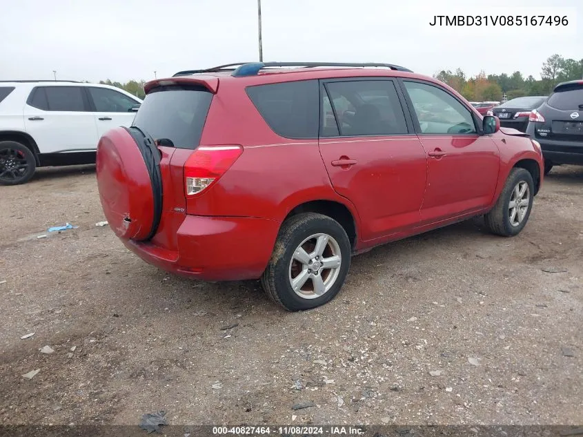 2008 Toyota Rav4 Limited VIN: JTMBD31V085167496 Lot: 40827464