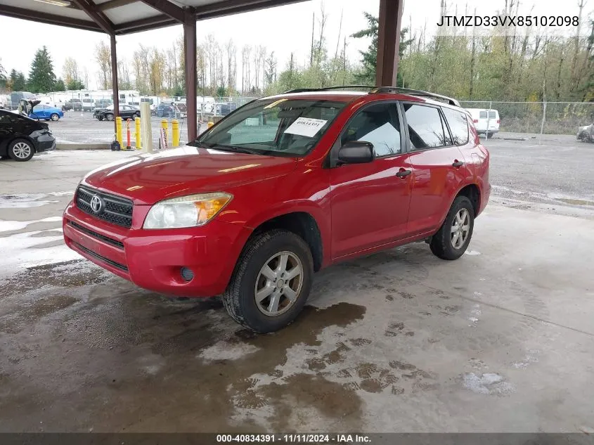 2008 Toyota Rav4 VIN: JTMZD33VX85102098 Lot: 40834391