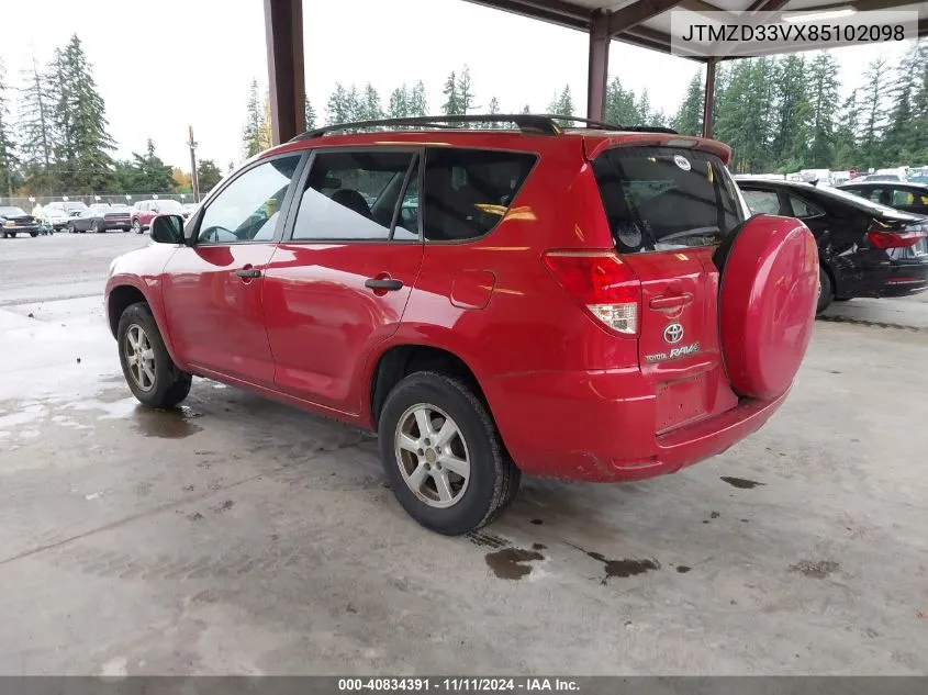 2008 Toyota Rav4 VIN: JTMZD33VX85102098 Lot: 40834391