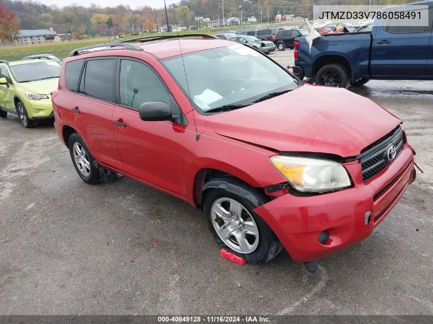 2008 Toyota Rav4 VIN: JTMZD33V786058491 Lot: 40849128