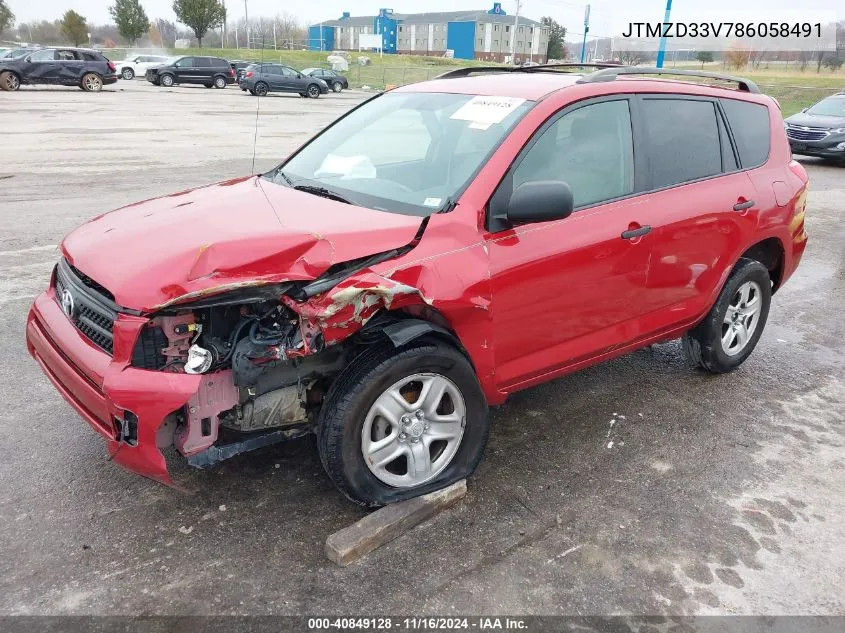 2008 Toyota Rav4 VIN: JTMZD33V786058491 Lot: 40849128