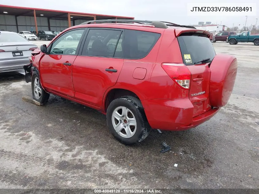 2008 Toyota Rav4 VIN: JTMZD33V786058491 Lot: 40849128