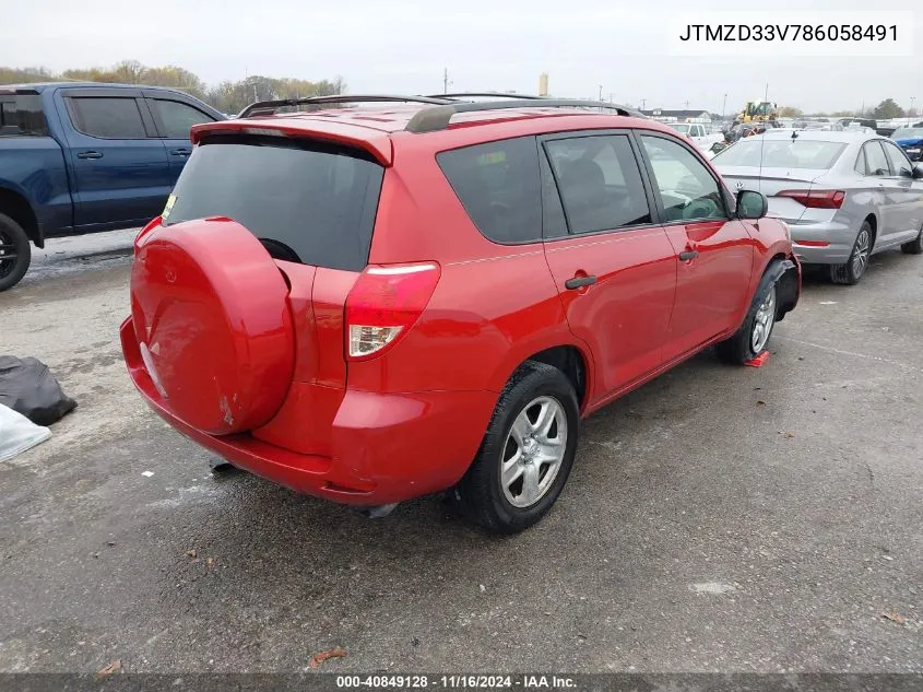 2008 Toyota Rav4 VIN: JTMZD33V786058491 Lot: 40849128