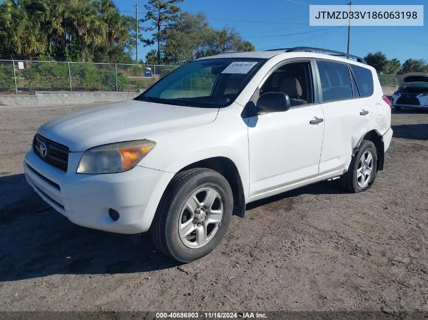 2008 Toyota Rav4 VIN: JTMZD33V186063198 Lot: 40886903