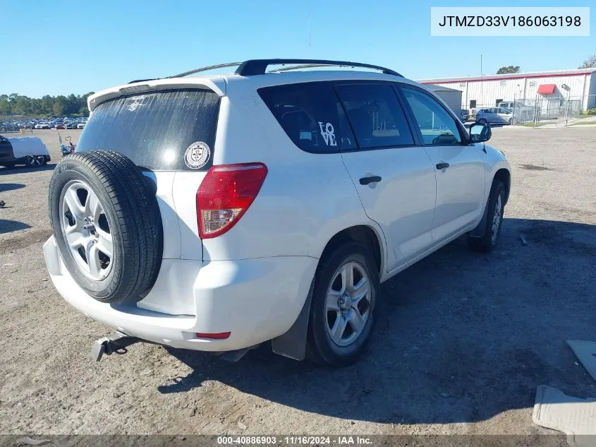 2008 Toyota Rav4 VIN: JTMZD33V186063198 Lot: 40886903