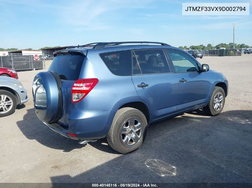 2009 Toyota Rav4 VIN: JTMZF33VX9D002794 Lot: 40145116