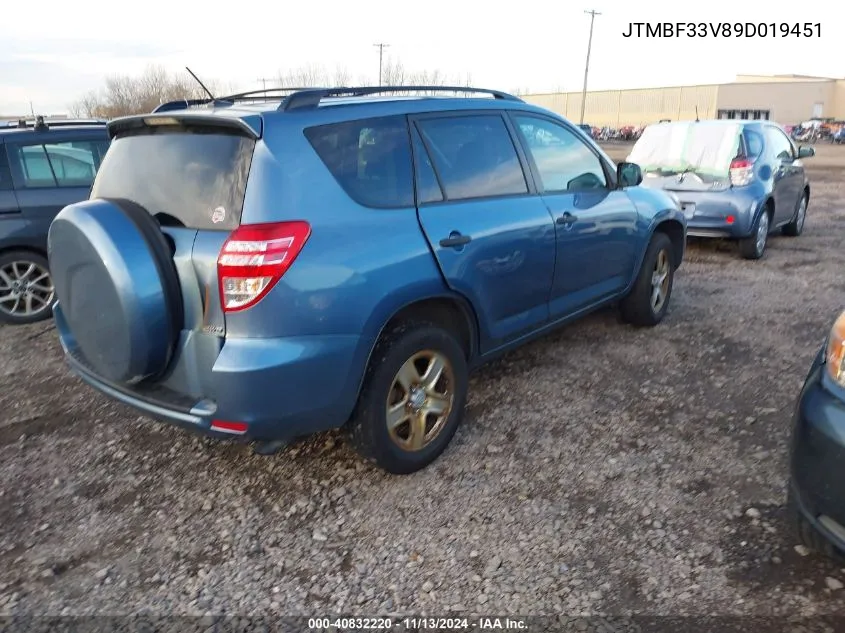 2009 Toyota Rav4 VIN: JTMBF33V89D019451 Lot: 40832220