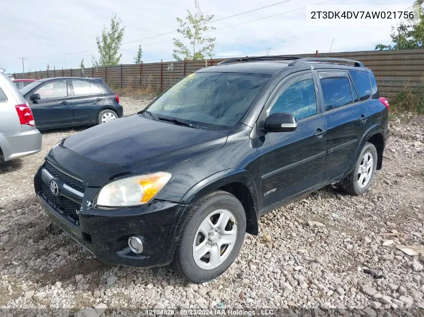 2010 Toyota Rav4 Limited V6 VIN: 2T3DK4DV7AW021756 Lot: 12104828