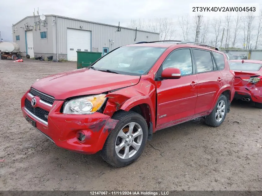 2010 Toyota Rav4 Limited VIN: 2T3YK4DV2AW004543 Lot: 12147067