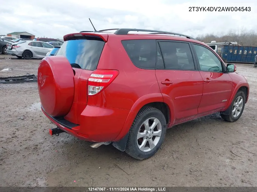 2010 Toyota Rav4 Limited VIN: 2T3YK4DV2AW004543 Lot: 12147067