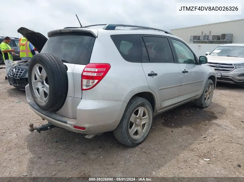 2010 Toyota Rav4 VIN: JTMZF4DV8AD026326 Lot: 39326890