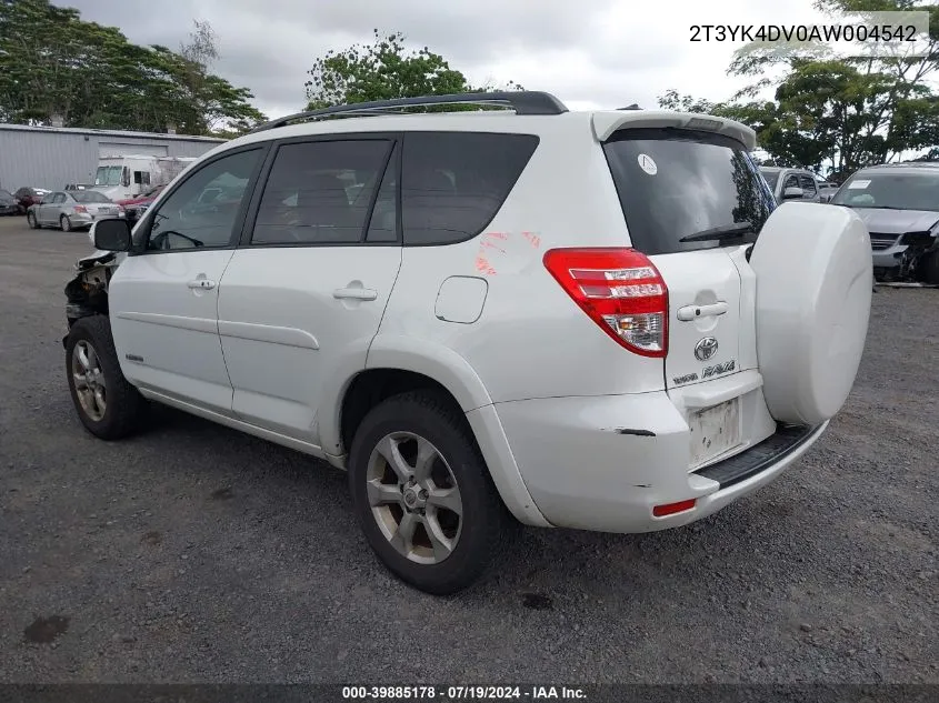 2010 Toyota Rav4 Limited V6 VIN: 2T3YK4DV0AW004542 Lot: 39885178