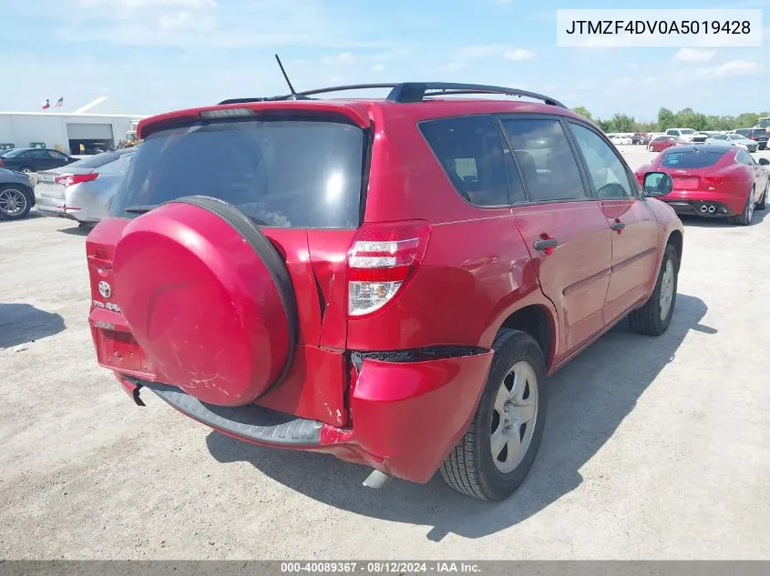 2010 Toyota Rav4 VIN: JTMZF4DV0A5019428 Lot: 40089367