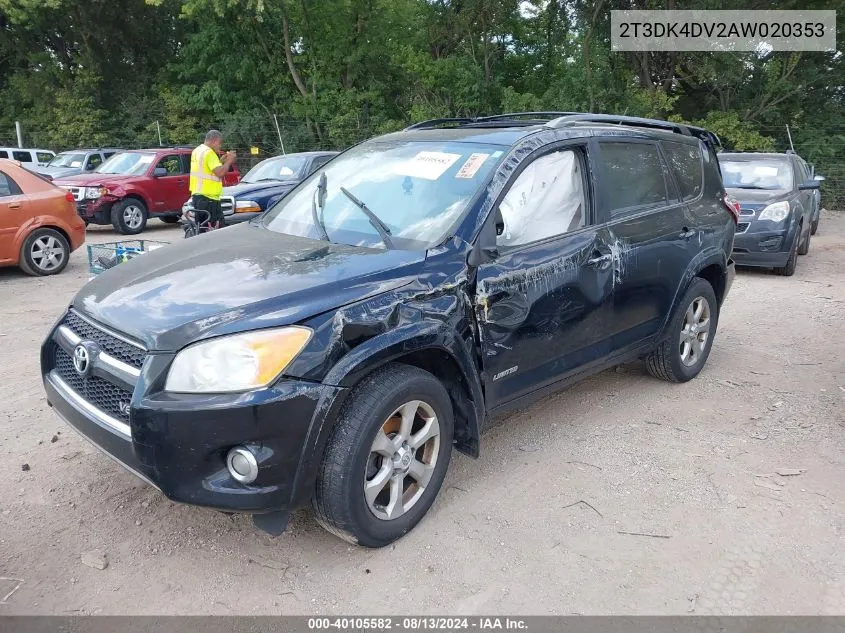 2T3DK4DV2AW020353 2010 Toyota Rav4 Limited V6