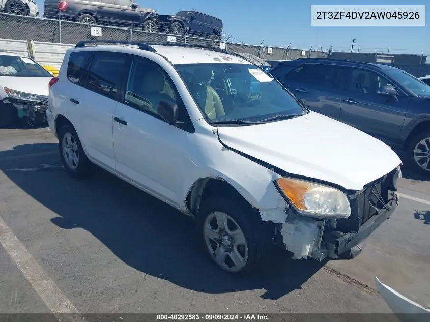 2010 Toyota Rav4 VIN: 2T3ZF4DV2AW045926 Lot: 40292583